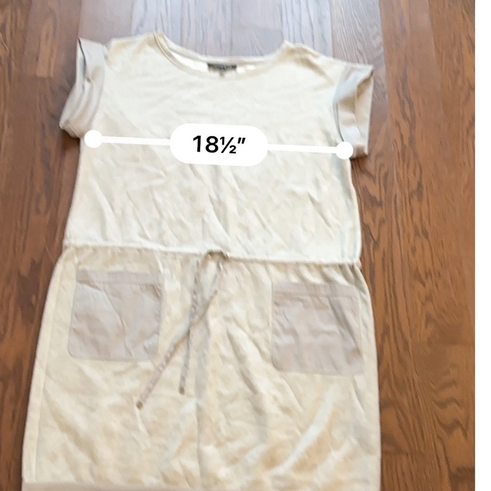 Lafayette 148 New York Grey Cotton Linen Drawstring Waist Pocket Dress Medium - Picture 5 of 11